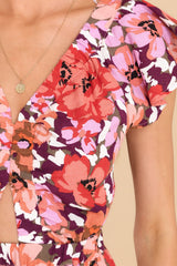 2 Zanita Bright Floral Print Cutout Midi Dress at reddress.com