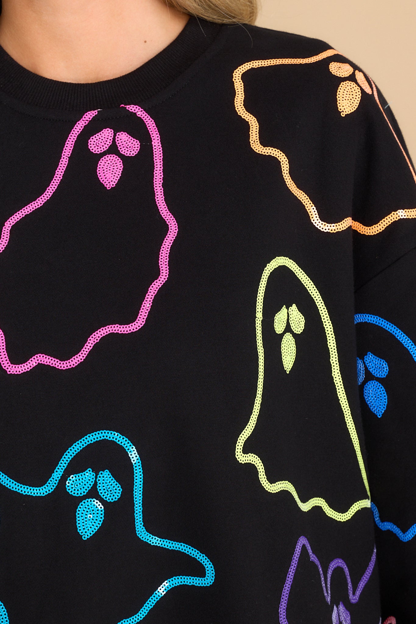 Spooky Ghost Black & Rainbow Sweatshirt