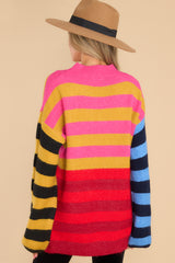Give It Up Red Multi Stripe Sweater