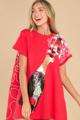 6 Red & Black Popping Champagne Tee Dress at reddress.com