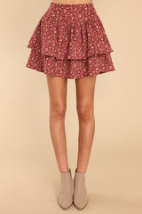 All I Ever Wanted Red Clay Floral Print Skirt