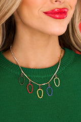 1 Came to Sleigh Gold Multi Necklace at reddress.com