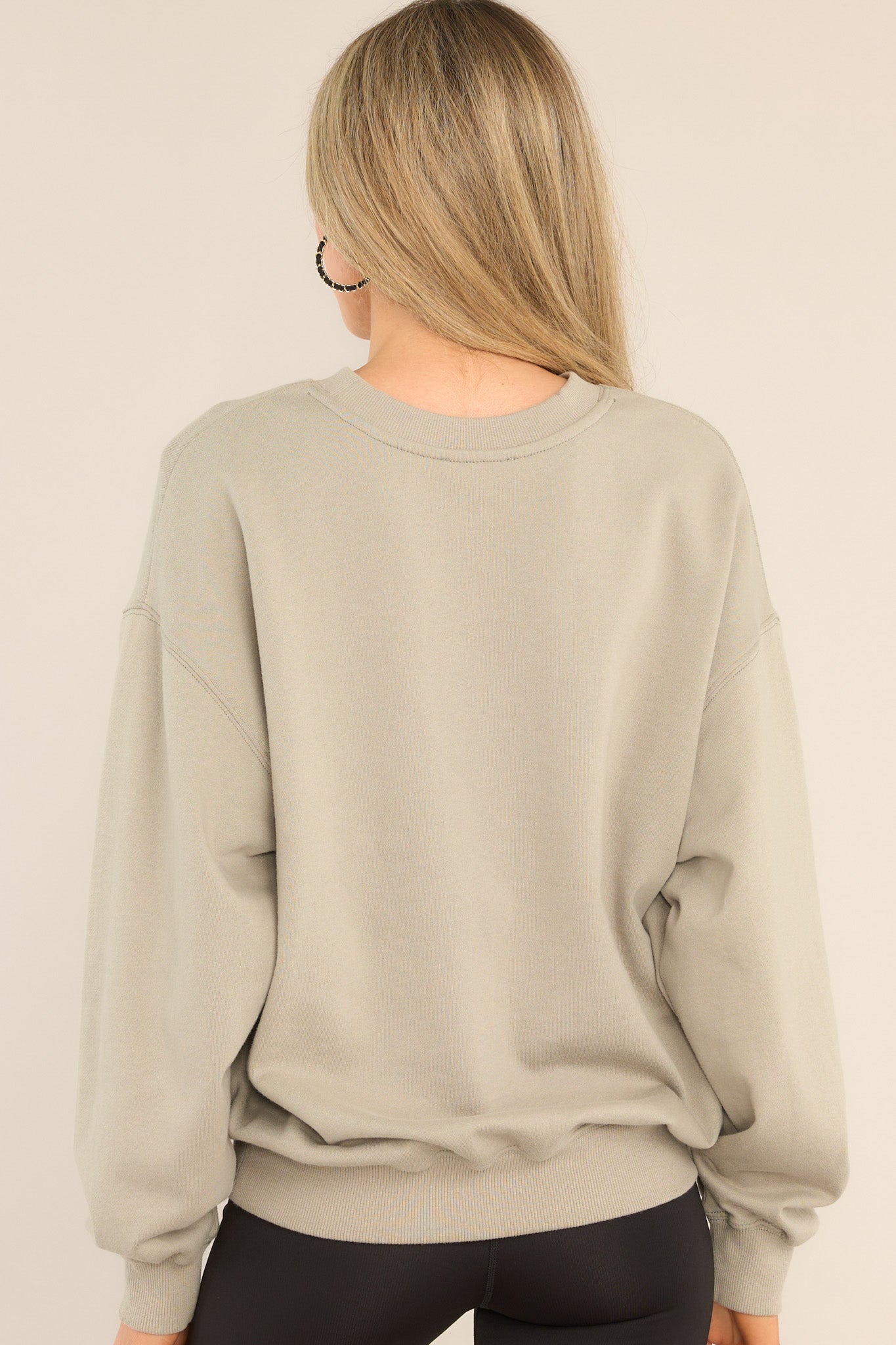 Back view of this sweatshirt that features a ribbed crew neckline, dropped shoulders, a Zion graphic, ribbed cuffed long sleeves, and a ribbed hemline.