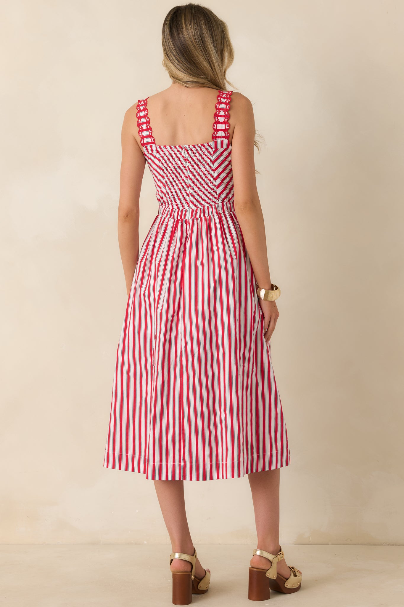 Baby, You're a Firework Red Multi Stripe Cotton Midi Dress
