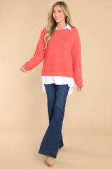 3 Just A Thought Tomato Red Sweater at reddress.com