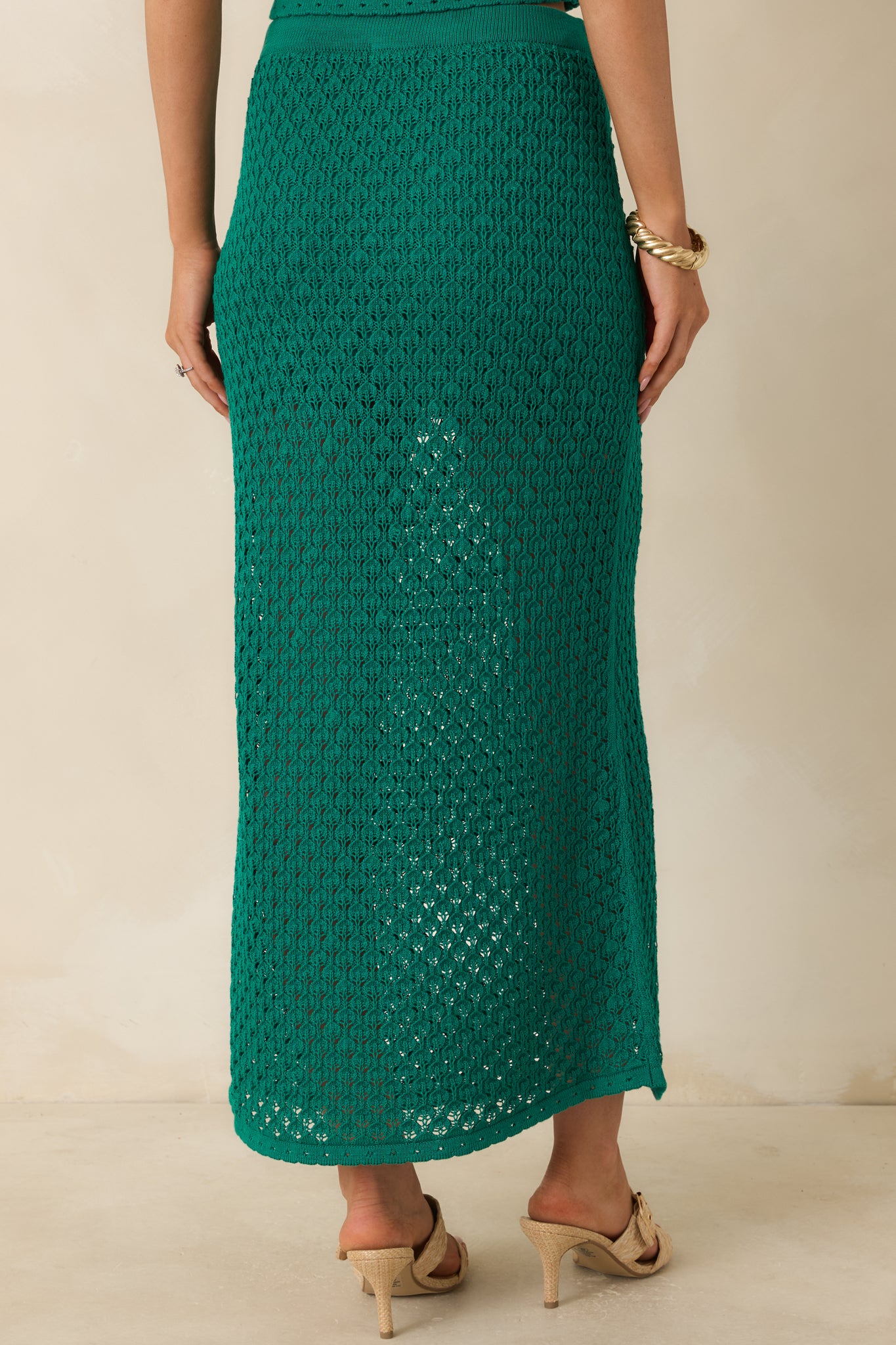 Z Supply Windswept Rainforest Green Crochet Maxi Skirt | Red Dress