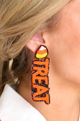 Candy Corn Black Multi Beaded Earrings