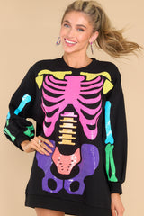 Black Rainbow Skeleton Sweatshirt Dress