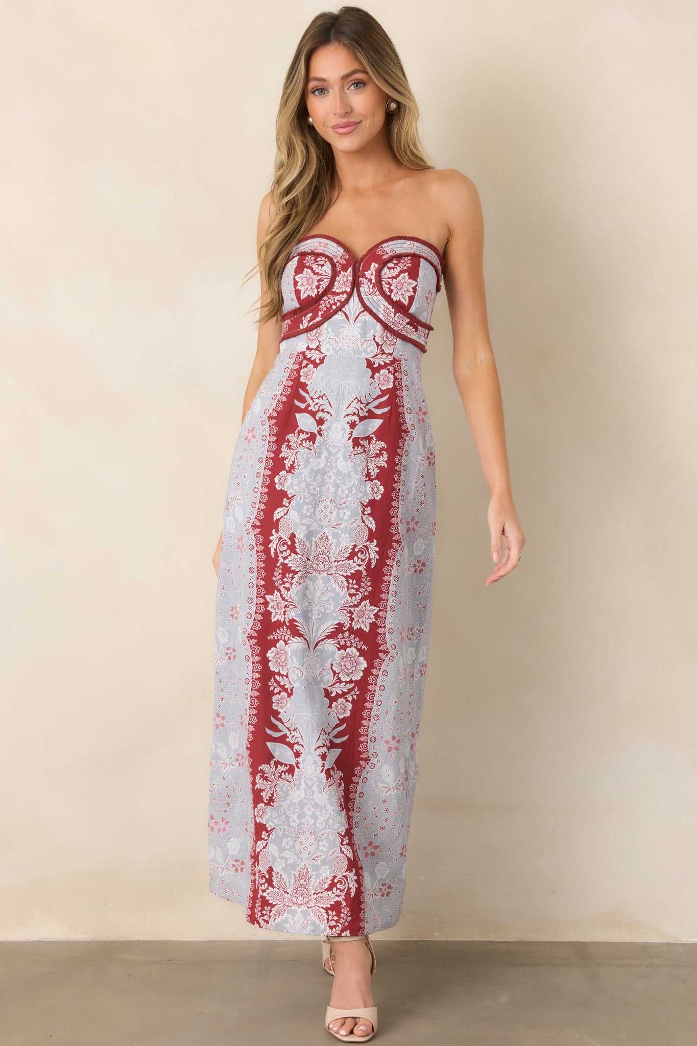 Anna Cate Hayden Frost Floral Strapless Midi Dress