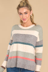 6 Need More Time Sage Stripe Sweater at reddress.com