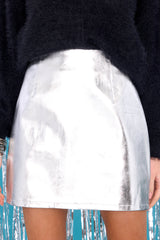 1 On Party Time Silver Metallic Skirt at reddress.com