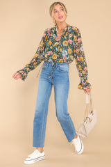 1 She's Exceptional Hunter Green Floral Top at reddress.com