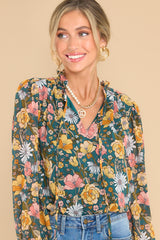 4 She's Exceptional Hunter Green Floral Top at reddress.com