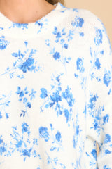2 Oh So Wonderful Blue Floral Print Sweater at reddress.com