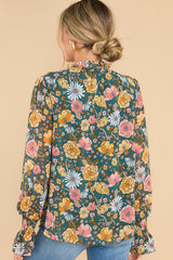 6 She's Exceptional Hunter Green Floral Top at reddress.com