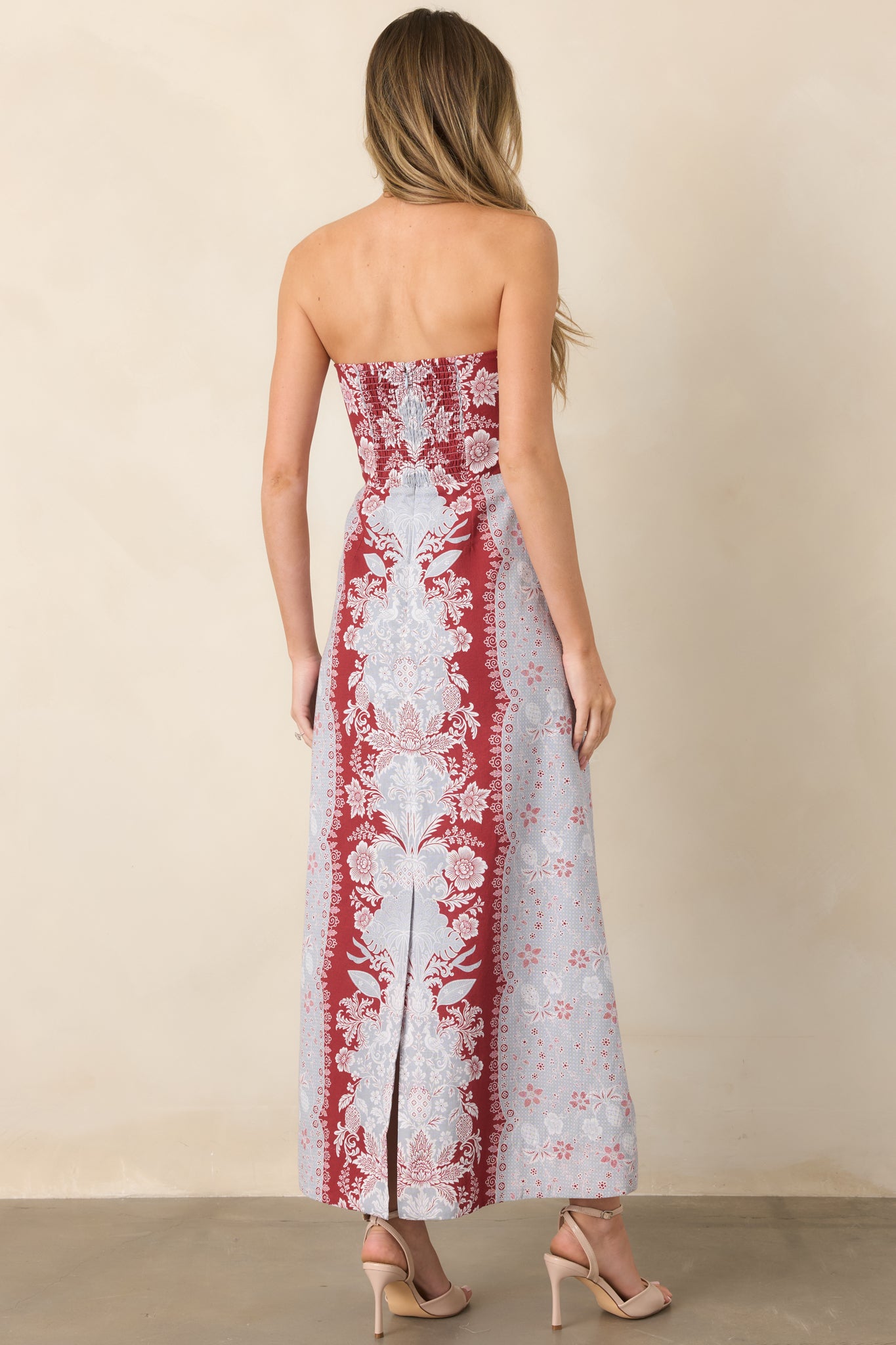Anna Cate Hayden Frost Floral Strapless Midi Dress