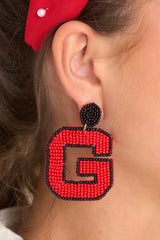 1 Georgia Girl Red & Black Beaded Earrings at reddress.com