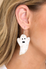 Trick Or Treat White Ghost Beaded Earrings