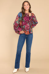 4 Cure Your Heart Berry Floral Print Top at reddress.com