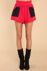 2 Red & Black Gauze Shorts at reddress.com