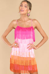 Head To Town Pink Multi Tassel Dress