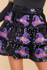 So Bewitched Black Multi Print Skirt
