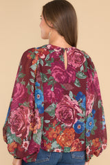 6 Cure Your Heart Berry Floral Print Top at reddress.com