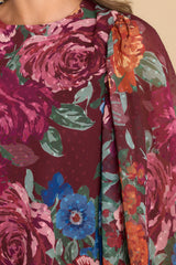 5 Cure Your Heart Berry Floral Print Top at reddress.com