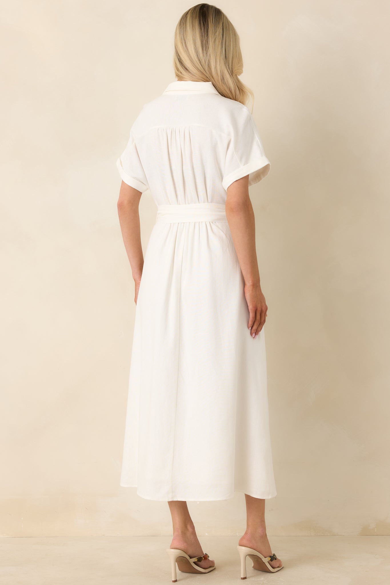 Ivory Button Front Belted Maxi Dress - All Dresses | Red Dress Ivory Button Front Belted Maxi Dress - All Dresses | Red Dress
