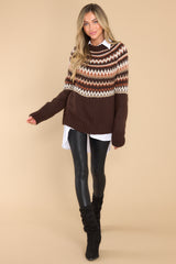 Full body view of this sweater that features a crew neckline, and a fun fall design.