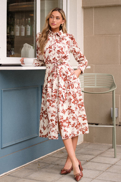 Savor the Season 100% Cotton Ivory Long Sleeve Midi Dress Savor the Season 100% Cotton Ivory Long Sleeve Midi Dress