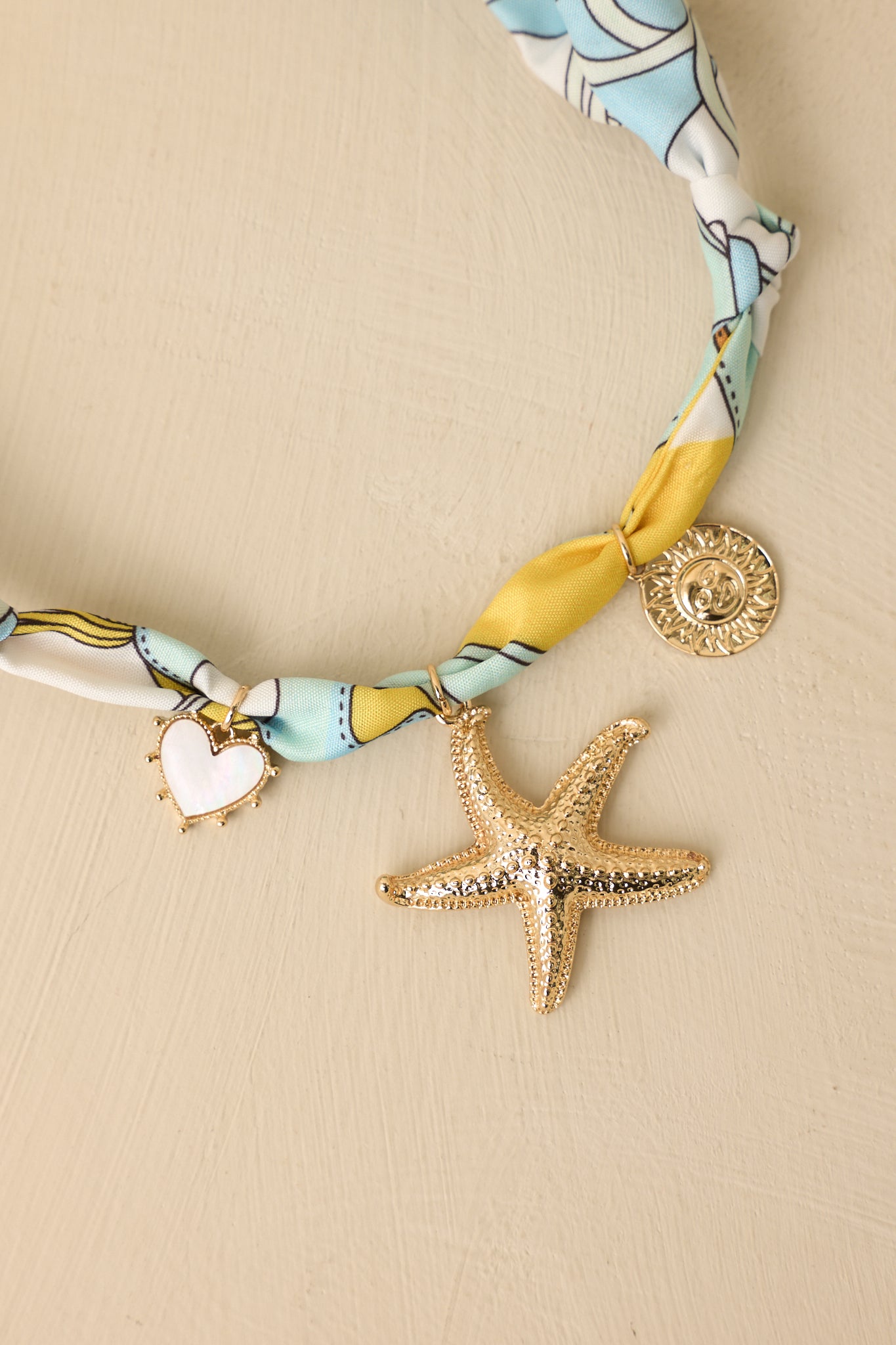 Sea Story Blue Multi Scarf Charm Necklace