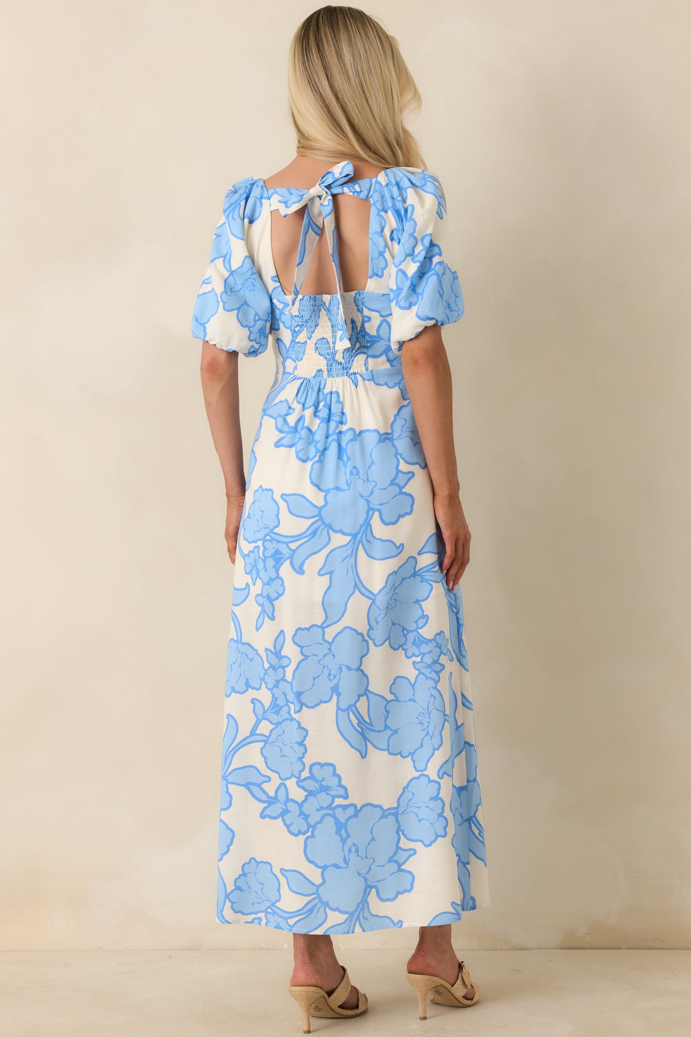 MINKPINK Alessia Blue Floral Cotton Blend Midi Dress | Red Dress