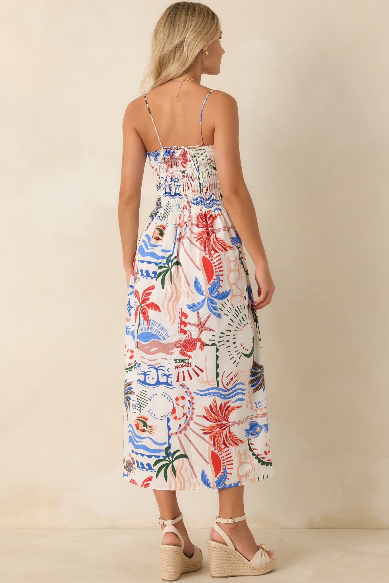 Women's Cornelia White Multi Cotton Getaway Maxi Dress | Size: L