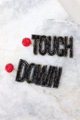 4 Scoring Touchdowns Red & Black Beaded Earrings at reddress.com