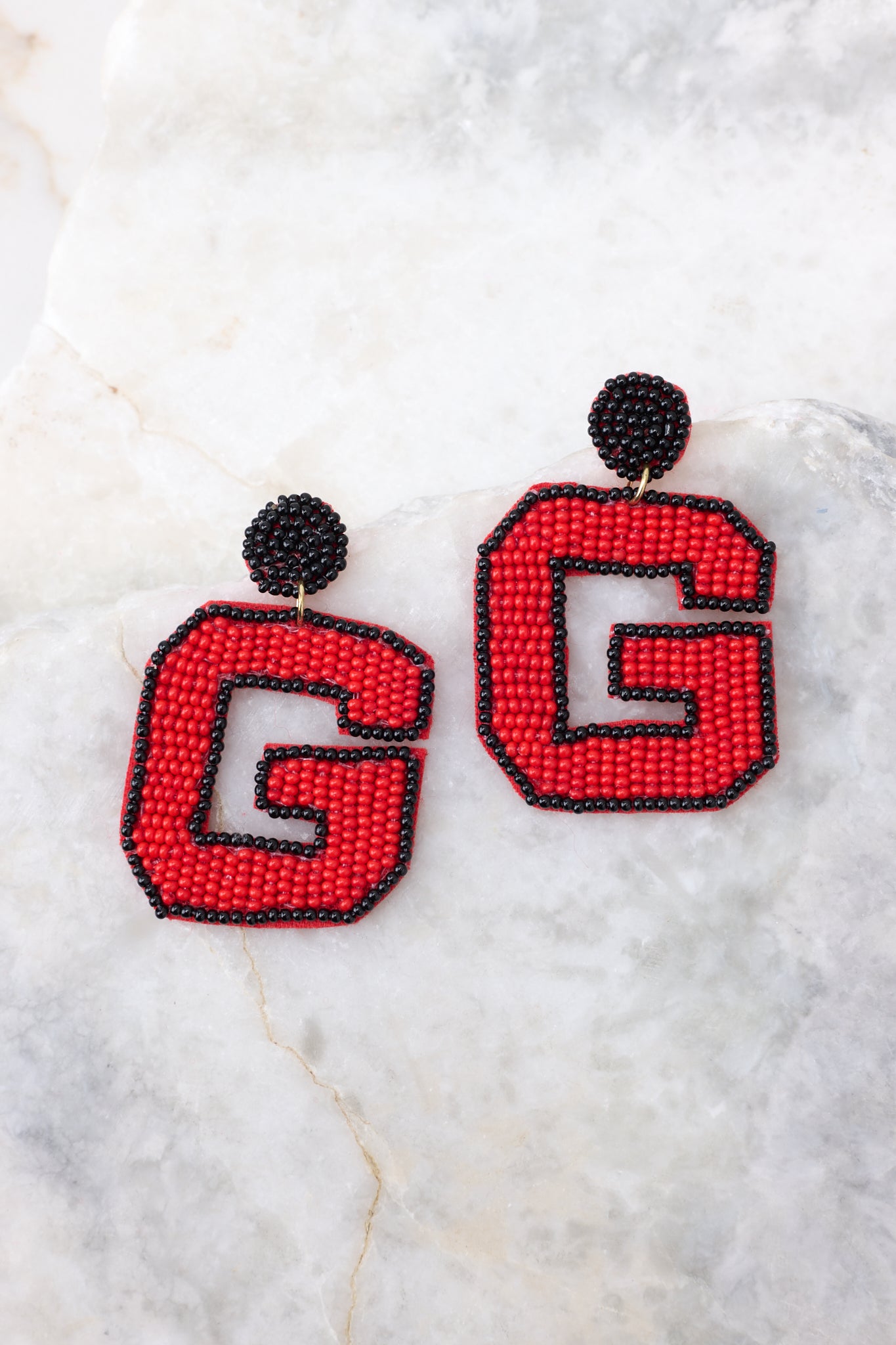 2 Georgia Girl Red & Black Beaded Earrings at reddress.com