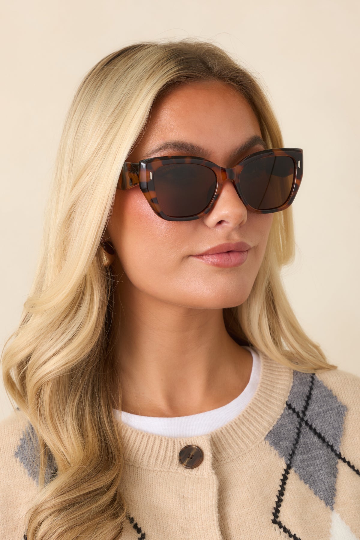 I See Your Point Brown Tortoise Oversized Cat-Eye Sunglasses