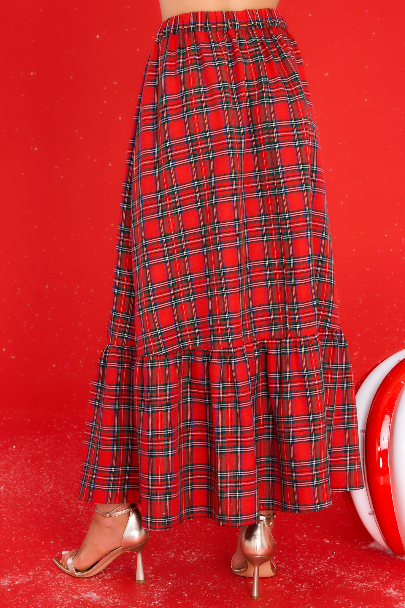 5 Out Of My Control Red Plaid Maxi Skirt at reddress.com