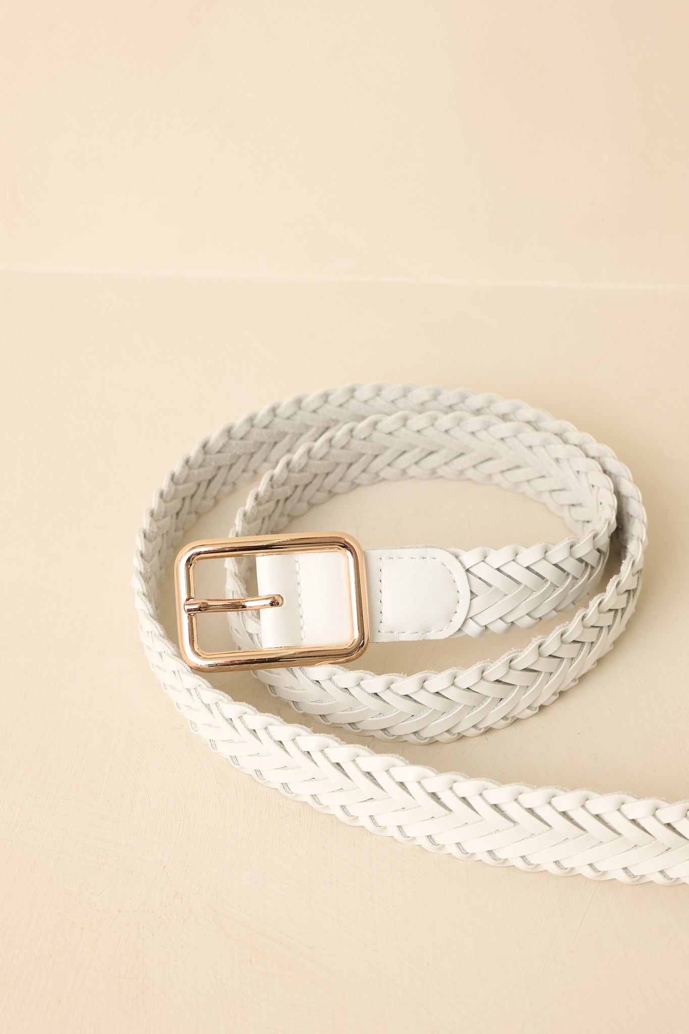 Let's Get Going White Braided Belt