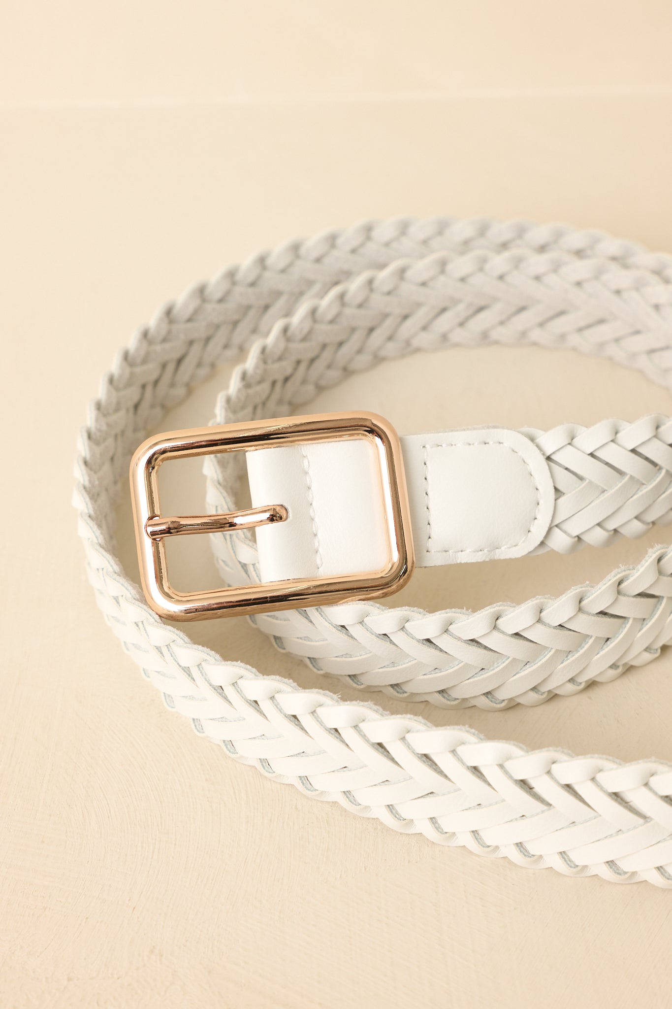 Women's Let's Get Going White Braided Belt