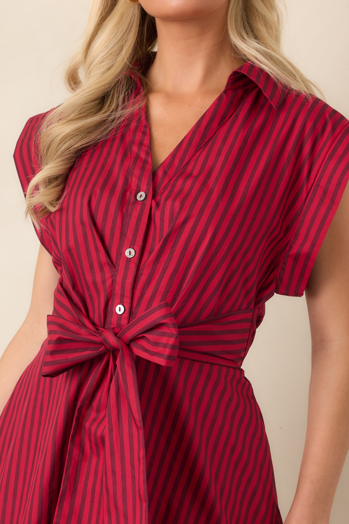 Lunch on the Riviera Red Stripe Cotton Midi Dress
