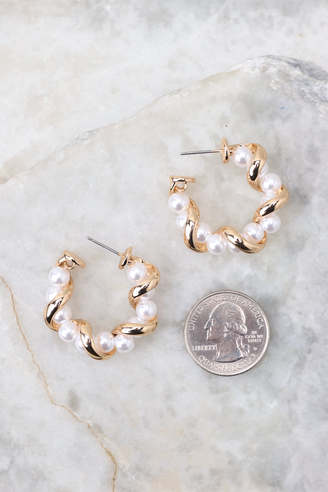 2 Let's Fly Away Gold & Pearl Hoops at reddress.com