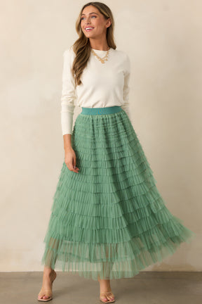 Sage Tiered Maxi Skirt