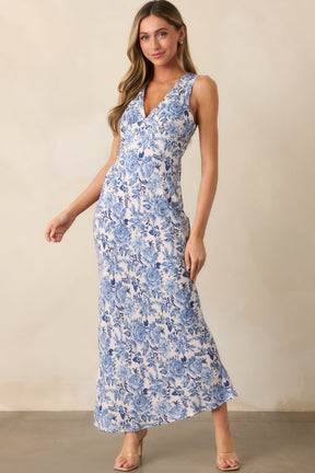 Blue Floral Maxi Dress - All Dresses | Red Dress