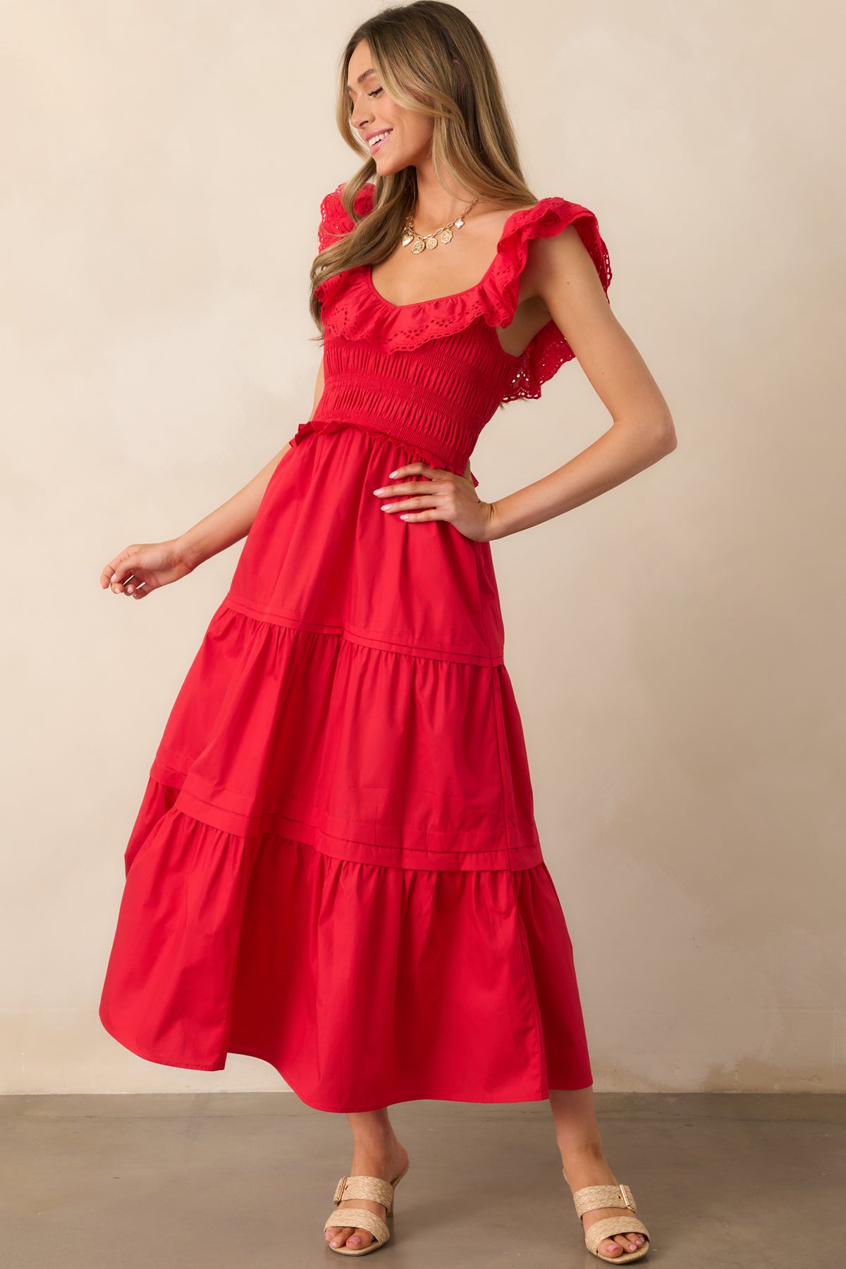 Red Sundrss Cotton Red Maxi Dress - All Dresses | Red Dress