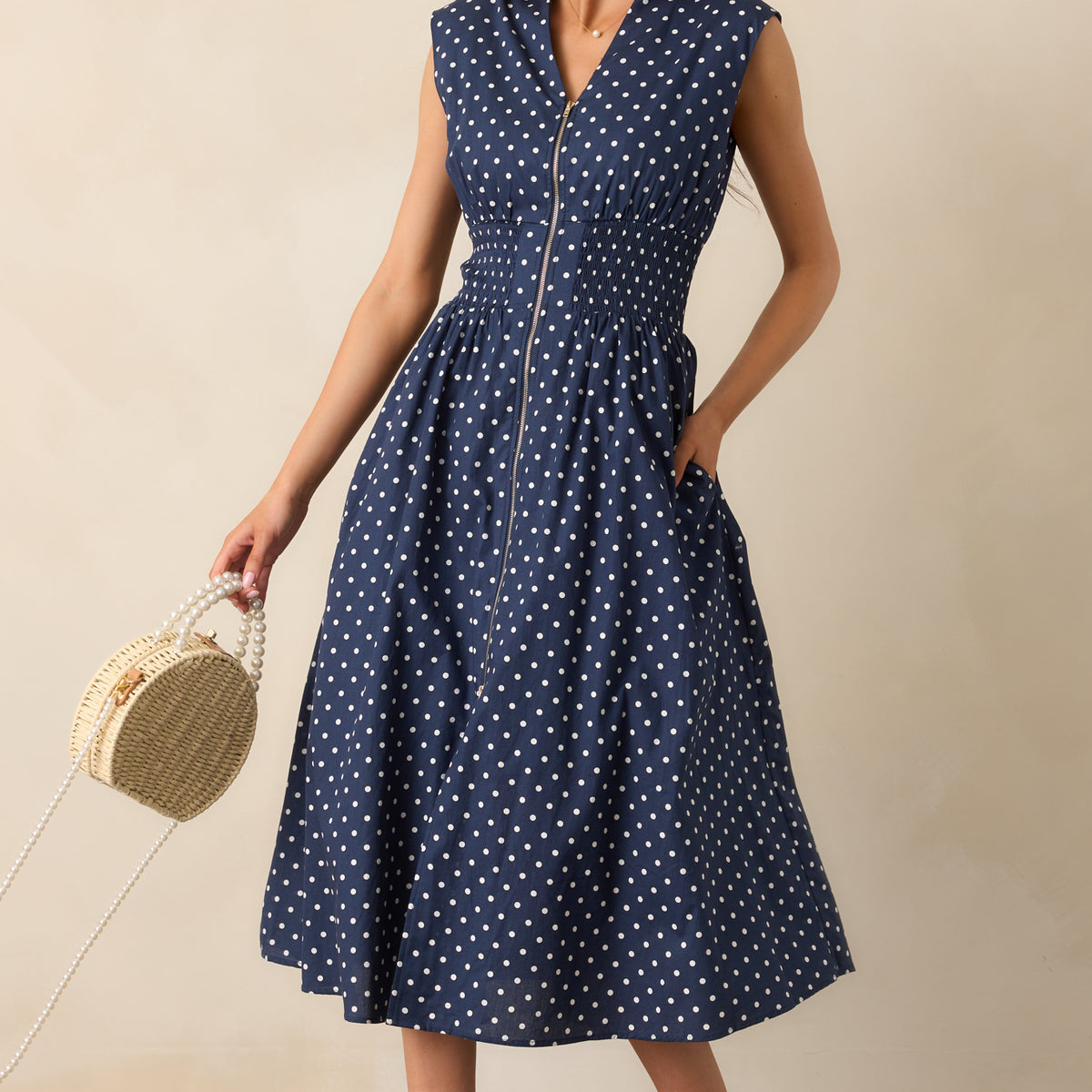 navy dress with red polka dots Review Womens Size 14 Sleeveless Dress Navy Blue / Polka Dot / Red (s) -  Used As New