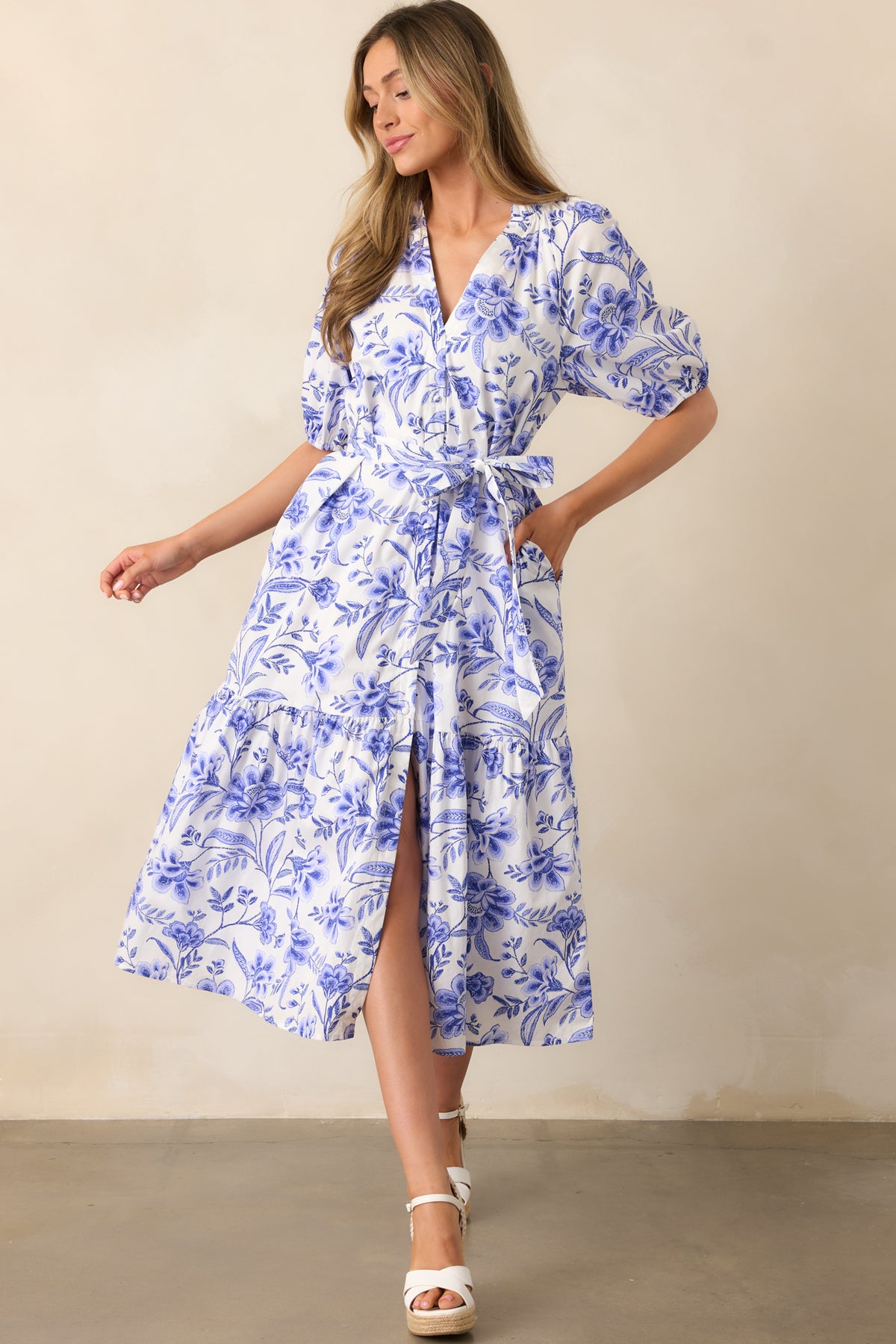 Cotton Blue Floral Maxi Dress