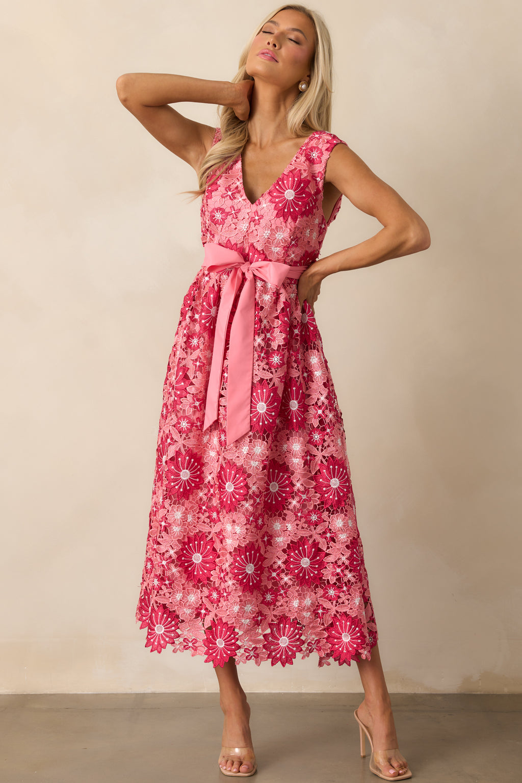 red floral embroidered dress Pink Midi - All Dresses Sew Pattern Embroidery 4 Disney Princesses with Blue Size Options Dress + Apron:12M-24M (MAX BUST 20IN)