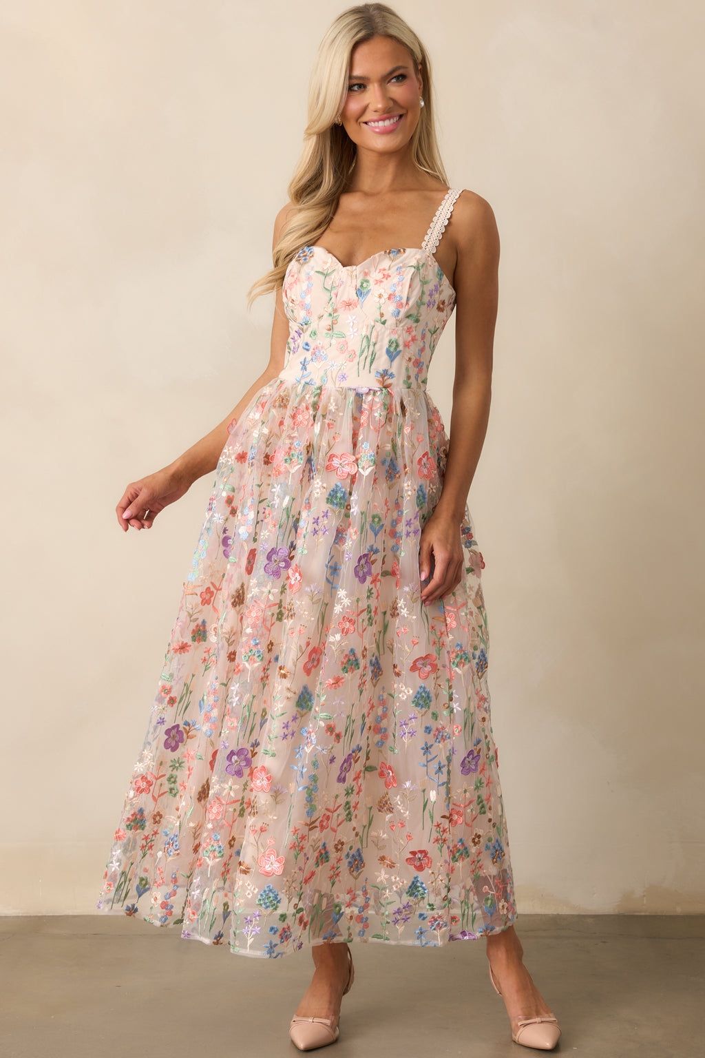 open lace back dress Just Feels Right Fuchsia Pink Floral Maxi Dress, Small - The Mint Julep Boutique main image 0