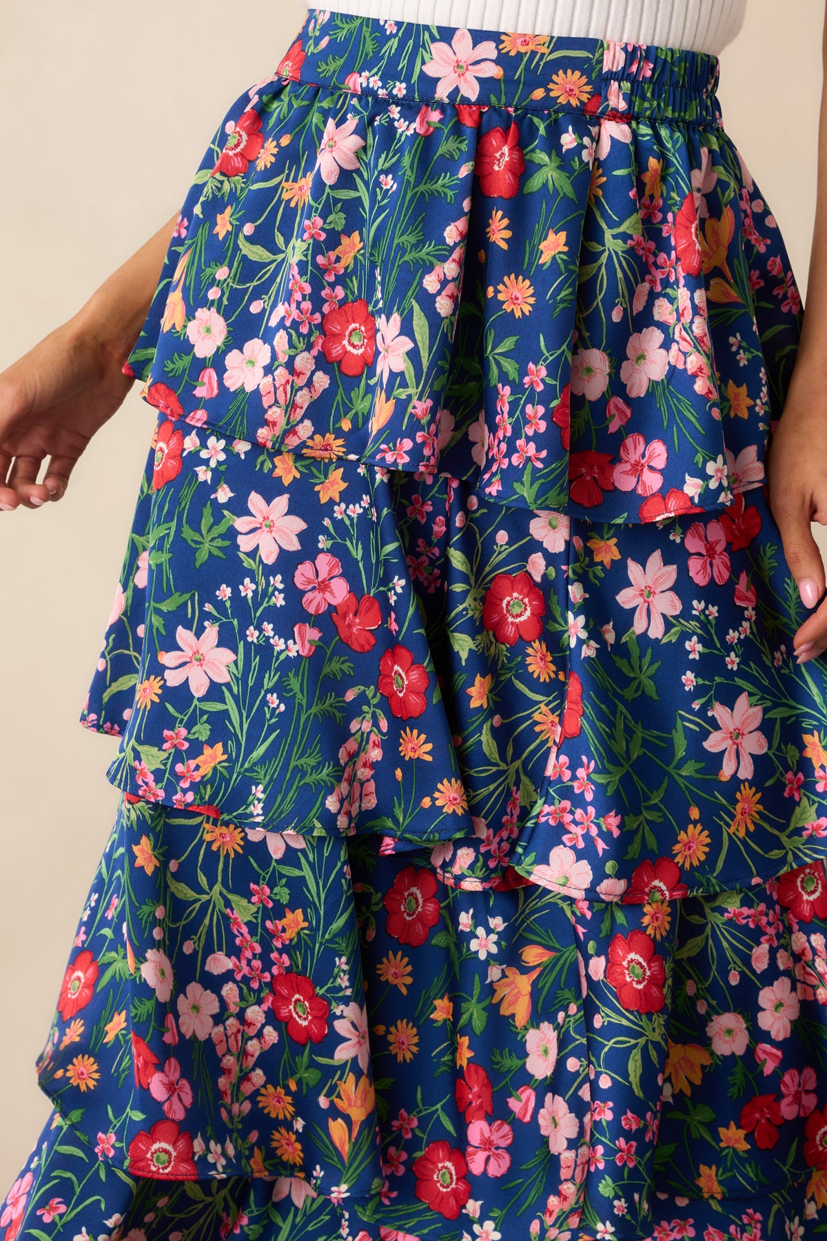 Floral Maxi Skirt in Navy Daisy main image 0